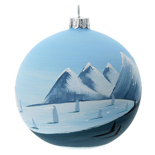 Pallina albero abeti solitari neve vetro soffiato 100 mm 4