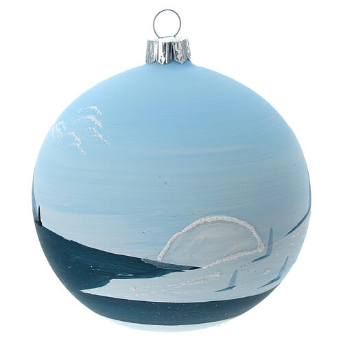 Bola árvore de Natal árvores e montanhas nevadas vidro soprado 100 mm 5