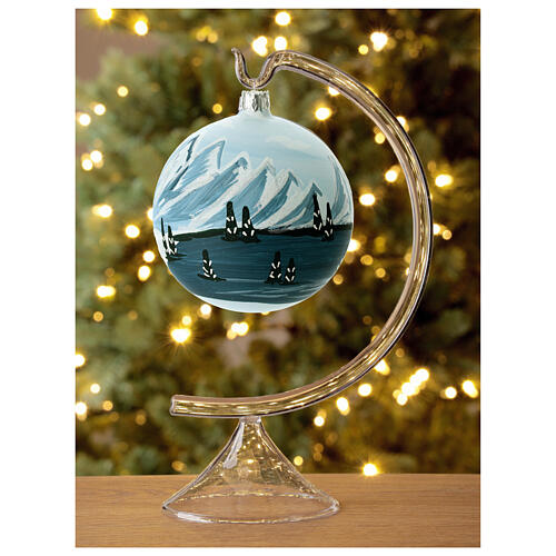Glass Christmas ball snowy lonely fir trees 100 mm 3