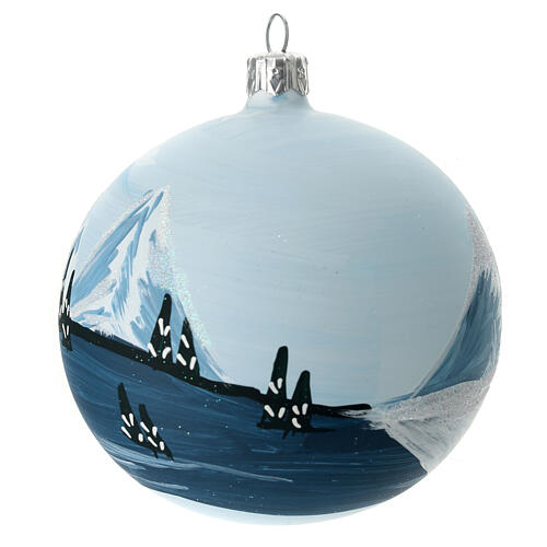 Glass Christmas ball snowy lonely fir trees 100 mm 6