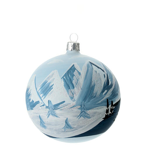 Glass Christmas ball snowy lonely fir trees 100 mm 8