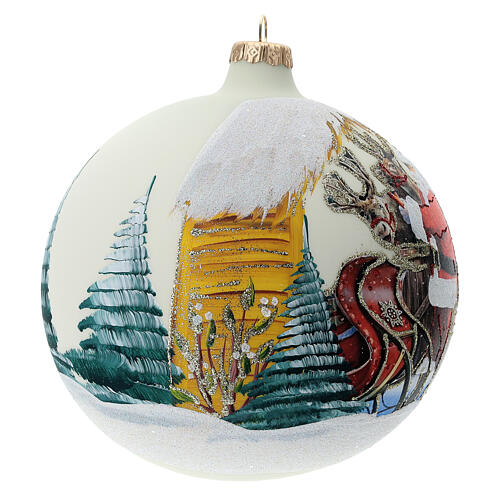 Christmas ball ornament Santa reindeer decoupage blown glass 150 mm 4