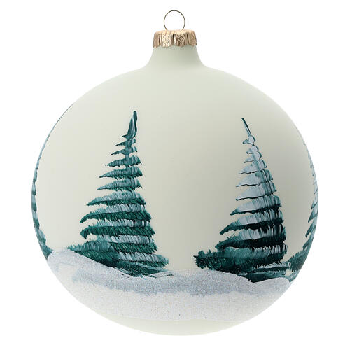 Boule pour sapin Père Noël rennes découpage verre soufflé 150 mm 5