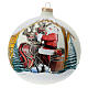 Bola árvore de Natal Pai Natal e renas decoupagem vidro soprado 150 mm s1