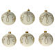Bolas árvore de Natal vidro soprado branco opaco decorações douradas 80 mm 6 unidades s1