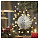 Christbaumkugeln aus Glas in mattem weiß 6 Stück mit schwarzen Verzierungen, 80 mm s2