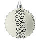 Christbaumkugeln aus Glas in mattem weiß 6 Stück mit schwarzen Verzierungen, 80 mm s4