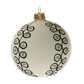 Christmas tree decoration blown glass white black gold 80 mm 6 pcs