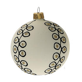 Adorno árbol Navidad vidrio soplado blanco negro oro 80 mm 6 piezas