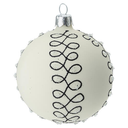 Adorno árbol Navidad vidrio soplado blanco negro oro 80 mm 6 piezas 4