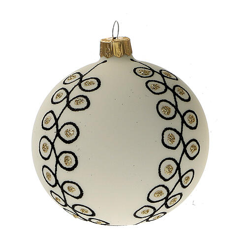 Décoration sapin Noël verre soufflé blanc noir or 80 mm 6 pcs 2