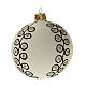 Bolas árvore de Natal vidro soprado branco com arabescos pretos e glitter dourado 80 mm 6 unidades s2