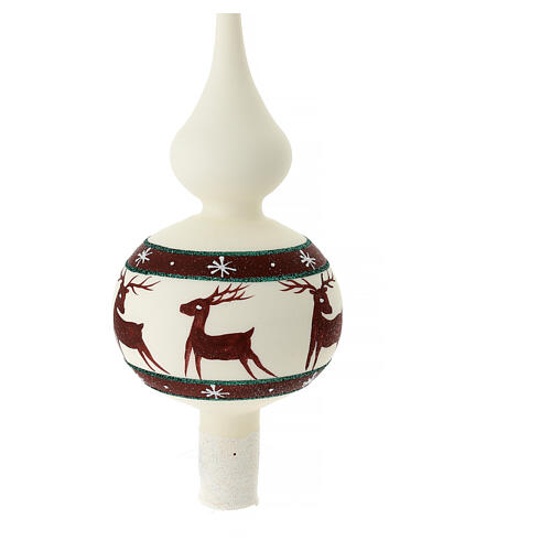 Christmas tree tip white reindeer red green blown glass 35 cm 3