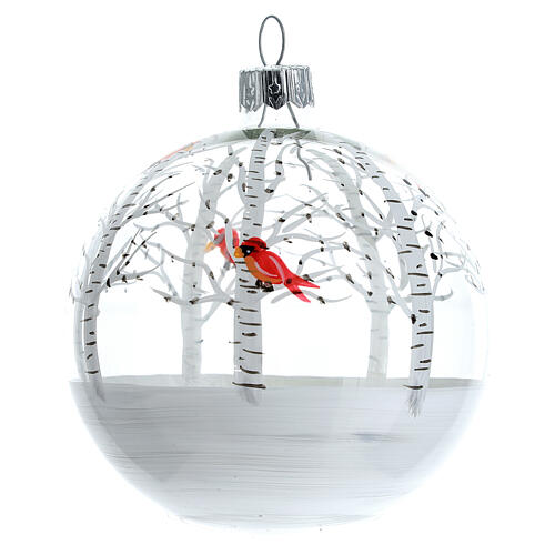 Christbaumkugeln aus Glas mit Vogelmotiv 6 Stück, 80 mm 2