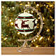 Boule Noël vert rouge blanc rennes 100 mm verre soufflé s4