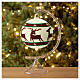 Pallina Natale verde rosso bianco renne 100 mm vetro soffiato s4