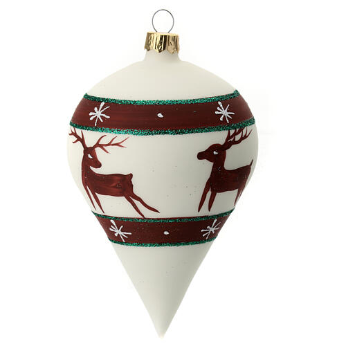 Christmas ball white reindeer blown glass 80 mm 4