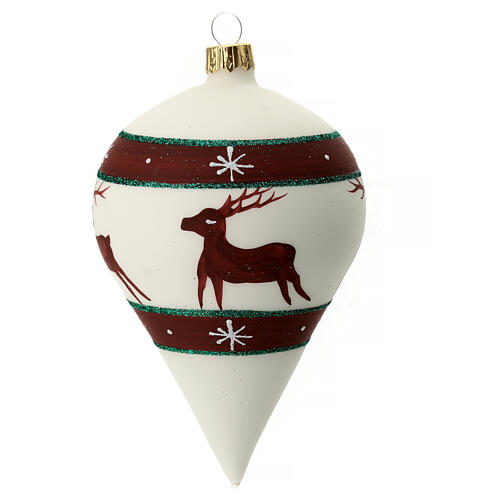 Glass Christmas drop ornament white reindeer 80 mm 5