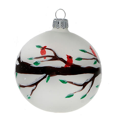 Christmas ball ornaments branches red birds blown glass 80 mm 6 pcs 3