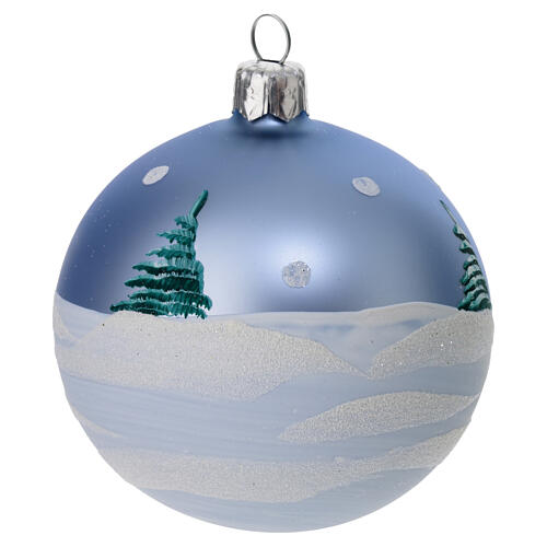 Christbaumkugeln aus Glas in blau 6 Stück mit süßem Eisbären, 80 mm 3