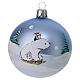 Polar bear Christmas ball ornament blown glass 80 mm 6 pcs s2