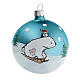 Grey and silver Christmas ball of blown glass with bear on a sled 80 mm set of 6 s4