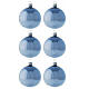 Bolas árvore de Natal vidro soprado azul claro polido 80 mm 6 unidades s1