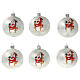 Christbaumkugeln aus Glas in weiß 6 Stück mit Rentier und Weihnachtsmann, 80 mm s1
