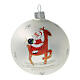Santa Claus ball reindeer white blown glass 80 mm 6 pcs s2