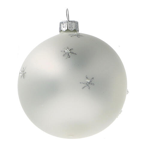 Palline Babbo Natale renna bianca vetro soffiato 80 mm 6 pz 3