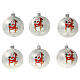 Christmas balls reindeer in blown glass 80 mm 6 pcs s1