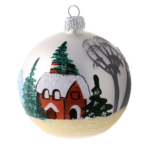 Palline Natale baita bosco vetro soffiato 80 mm 6 pz 2