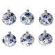 Floral Christmas ball ornaments blown glass blue 80 mm 6 pcs s1