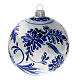 Christmas tree ball blown glass blue flowers 100 mm 4 pcs s3