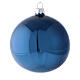 Shiny Blue Christmas ball ornaments blown glass 100 mm 4 pcs s2