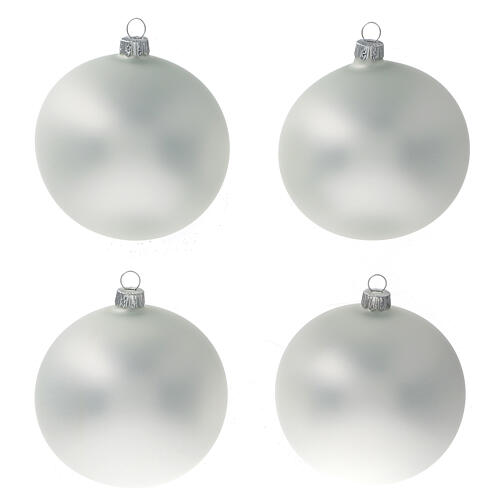 Bola gris perla opaco árbol navidad vidrio soplado 100 mm 4 piezas 1