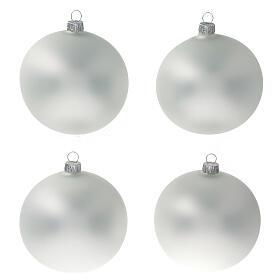 Boule gris perle mat sapin Noël verre soufflé 100 mm 4 pcs