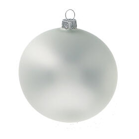 Boule gris perle mat sapin Noël verre soufflé 100 mm 4 pcs