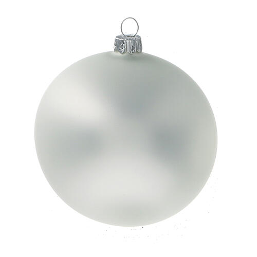 Palline grigio perla opaco albero natale vetro soffiato 100 mm 4 pz 2