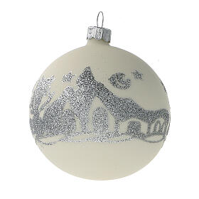 Bolas Navidad blanco plata purpurina vidrio soplado set de 24 80 mm