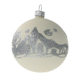 Bolas árvore de Natal vidro soprado branco branco e glitter prata 80 mm 24 unidades