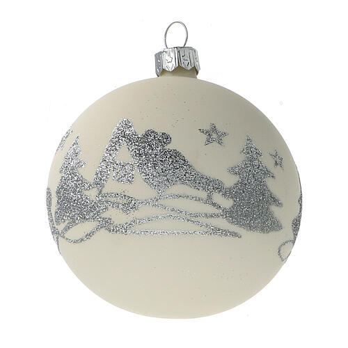 Bolas árvore de Natal vidro soprado branco branco e glitter prata 80 mm 24 unidades 3