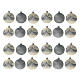 Glass Christmas ornaments silver glitter 24 pcs 80 mm s1