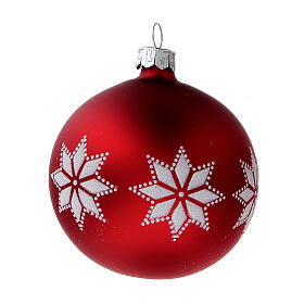 Set palline albero Natale rosse stelle alpine vetro soffiato 80 mm 24 pezzi