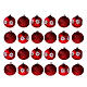 Set palline albero Natale rosse stelle alpine vetro soffiato 80 mm 24 pezzi s1