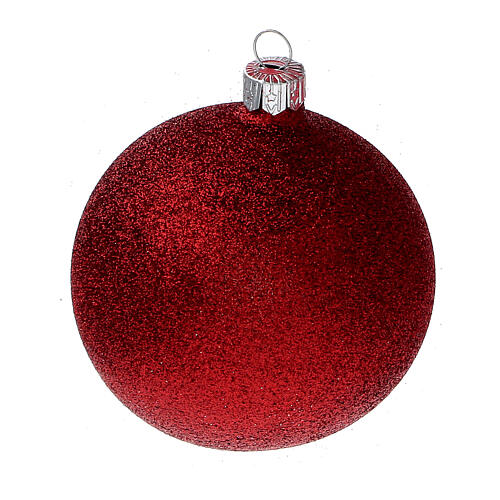Bolas árvore de Natal vidro soprado vermelho estrelas alpinas 80 mm 24 unidades 4