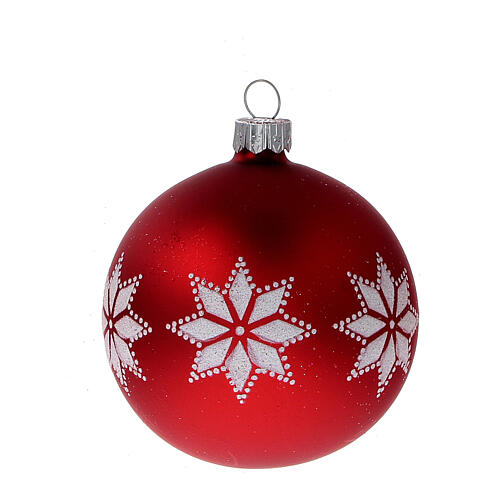 Christmas tree ornaments red with stars blown glass 80 mm 24 pcs 3