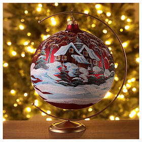Red Christmas tree ball trees house blown glass 200 mm