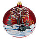 Boule Noël rouge maison arbres verre soufflé 200 mm s5