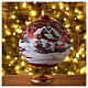 Red Christmas tree ornament winter cottage blown glass 200 mm s2